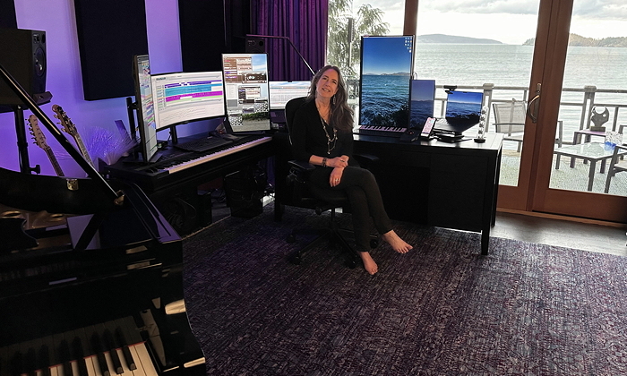 Alex Shapiro in her studio, February 2024. Photo by Dan Shelley.
